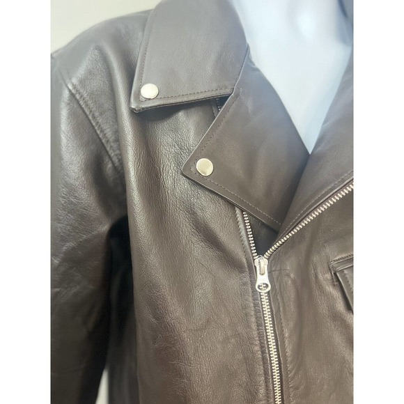 LUIS LEATHER Lambskin Cafe Dark Brown Leather Motorcycle Jacket Large 48 - Picture 4 of 16